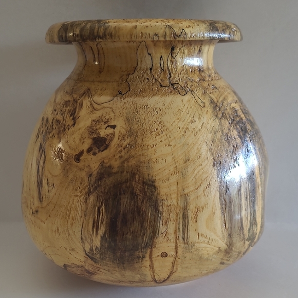Large Hand Turned Spalted Hackberry Vase